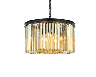 Sydney 8 light Matte Black Chandelier Golden Teak (Smoky) Royal Cut Crystal