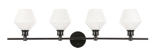 Gene 4 light Black and Frosted white glass Wall sconce