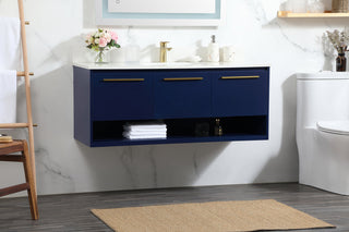 48 inch Single bathroom vanity in blue with backsplash