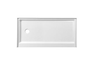 60x30 inch Single threshold shower tray left drain in glossy white