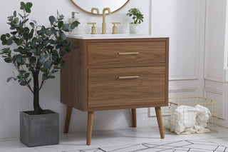 30 inch bathroom vanity in Walnut Brown