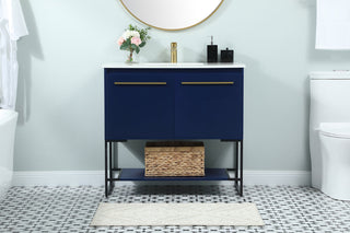 36 inch Single bathroom vanity in blue