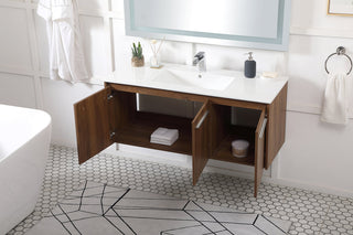 48 inch  Single Bathroom Floating Vanity in Walnut Brown