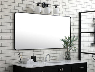 Soft corner metal rectangular mirror 30x60 inch in Black