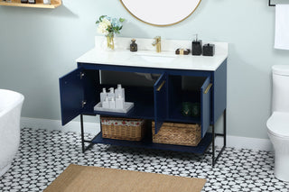 48 inch Single bathroom vanity in blue with backsplash