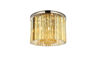 Sydney 6 light polished nickel Flush Mount Golden Teak (Smoky) Royal Cut Crystal