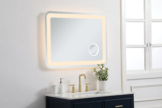 Lux 27in x 36in Hardwired LED mirror with magnifier and color changing temperature 3000K/4200K/6000K