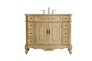 42 inch Single Bathroom vanity in Light Antique Beige with ivory white engineered marble