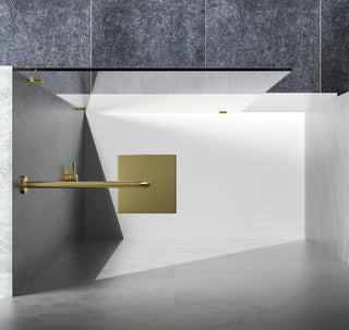 Fixed frameless shower door 35 x 78 Brushed Gold