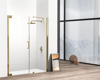 Semi-frameless hinged shower door 60 x 72 Brushed Gold