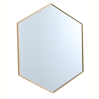 Metal frame hexagon mirror 41 inch in Brass