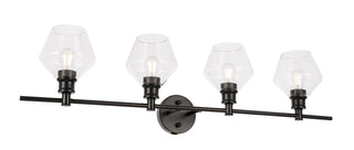 Gene 4 light Black and Clear glass Wall sconce