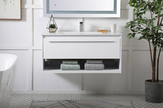 40 inch  Single Bathroom Floating Vanity in White