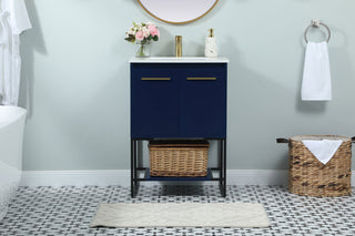 24 inch Single bathroom vanity in blue