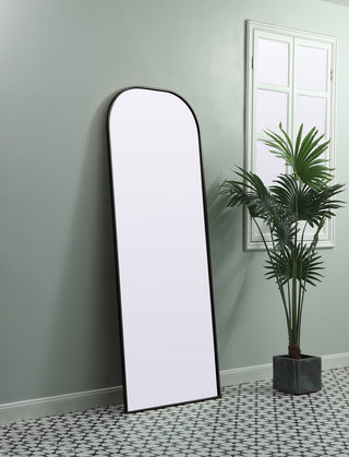 Metal Frame Arch Full Length Mirror 28x74 Inch in Black