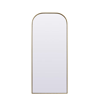 Metal Frame Arch Full Length Mirror 32x76 Inch in Brass