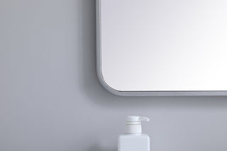 Soft corner metal rectangular mirror 27x36 inch in Silver