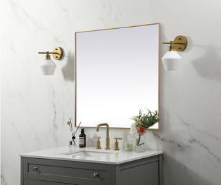 Metal Frame Square Mirror 48 inch in Brass