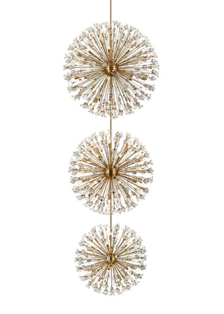 Vera 50 inch three tiers crystal starburst chandelier in satin gold