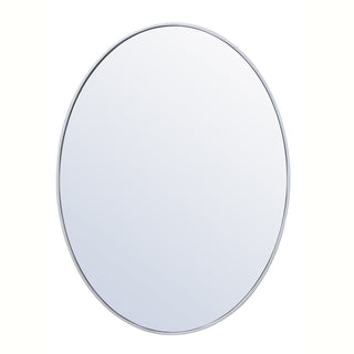 Metal frame oval mirror 40 inch in silver