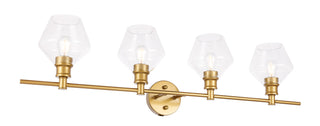 Gene 4 light Brass and Clear glass Wall sconce