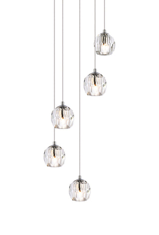 Eren 5 lights Chrome pendant