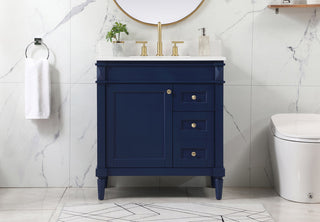 32 inch Single bathroom vanity in blue with backsplash