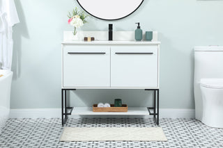 40 inch Single bathroom vanity in white with backsplash