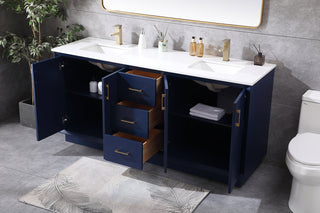 72 Inch Double Bathroom Vanity In Blue