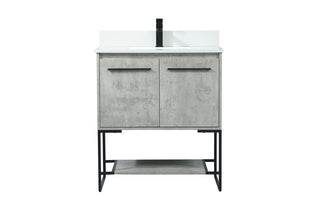 30 inch Single bathroom vanity in concrete grey with backsplash