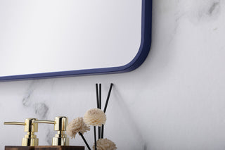 Soft corner metal rectangular mirror 22x40 inch in Blue