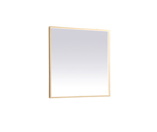 Pier 36x36 inch LED mirror with adjustable color temperature 3000K/4200K/6400K in brass