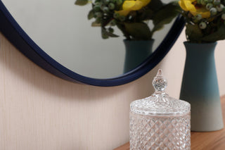 Metal frame round mirror 32 inch Blue