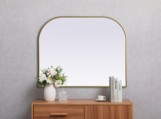 Metal Frame Arch Mirror 42x34 Inch in Brass