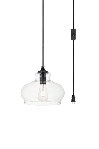 Destry 1 Light Black plug-in Pendant With Clear Glass