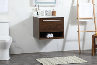 24 inch Single bathroom vanity in walnut