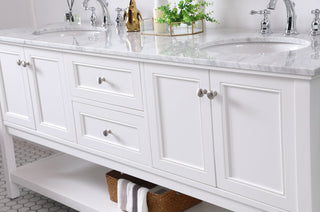 72 in. double sink bathroom vanity set in White