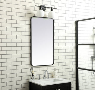 Soft corner metal rectangular mirror 20x36 inch in Black