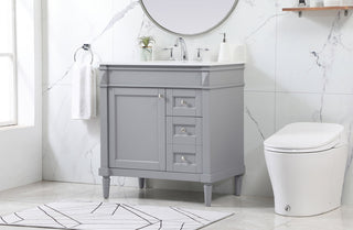 32 inch Single bathroom vanity in grey with backsplash