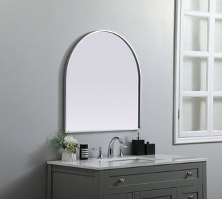 Metal Frame Arch Mirror 30x30 Inch in Silver