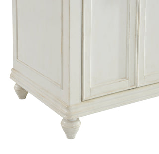 60 inch Double Bathroom vanity in Antique White with ivory white engineered marble