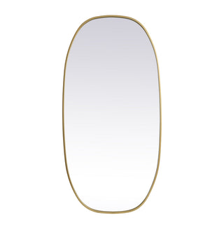 Metal Frame Oval Mirror 24x48 Inch in Brass