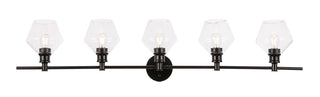 Gene 5 light Black and Clear glass Wall sconce