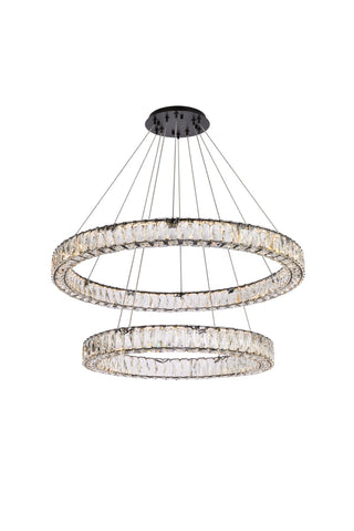 Monroe 36 inch LED double ring chandelier in black