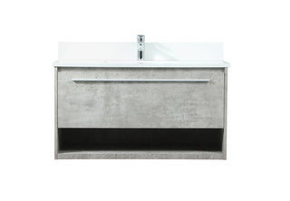 36 inch Single bathroom vanity in concrete grey with backsplash