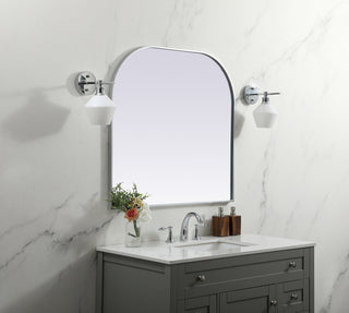 Metal Frame Arch Mirror 36x34 Inch in Silver