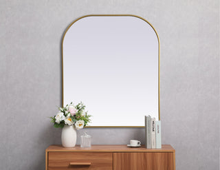 Metal Frame Arch Mirror 36x42 Inch in Brass