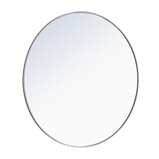 Metal frame Round Mirror 48 inch Silver finish