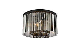 Sydney 8 light Matte Black Flush Mount Silver Shade (Grey) Royal Cut Crystal