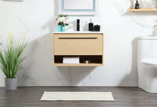 30 inch Single bathroom vanity in maple with backsplash